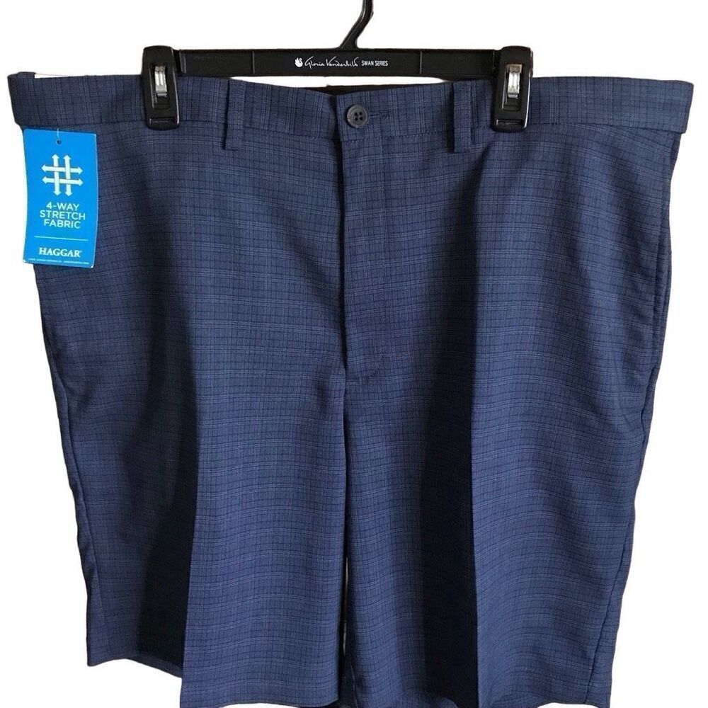 Haggar Mens expandable waist golf Shorts SZ 42 Blue cool pro NEW w/tags